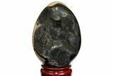 Septarian Dragon Egg Geode - Black Crystals #143149-1